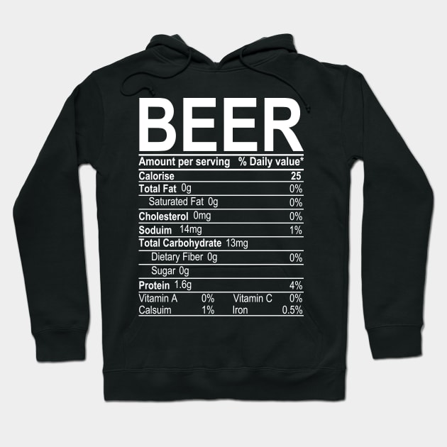 Beer Nutritional Facts Hoodie by DragonTees